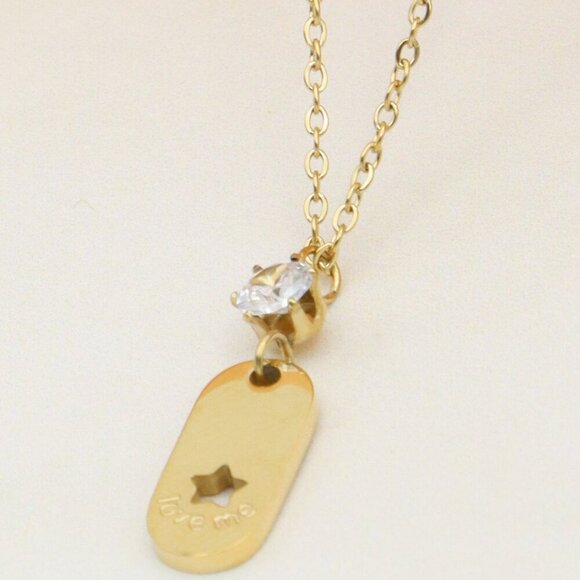 Gold Plated Star Pendant Necklace with Crystal Accent, XPNL0374 - Picture 1 of 14